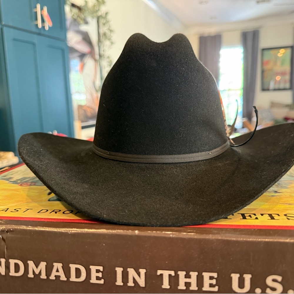Stetson Spartan 6X Black Fur Felt Cowboy Hat, Size 6 3/4 with Original Box